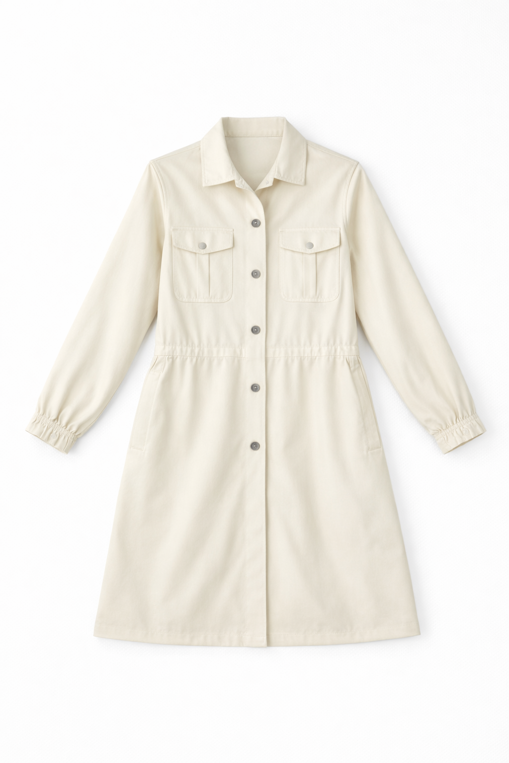 Natural denim button-front mini dress