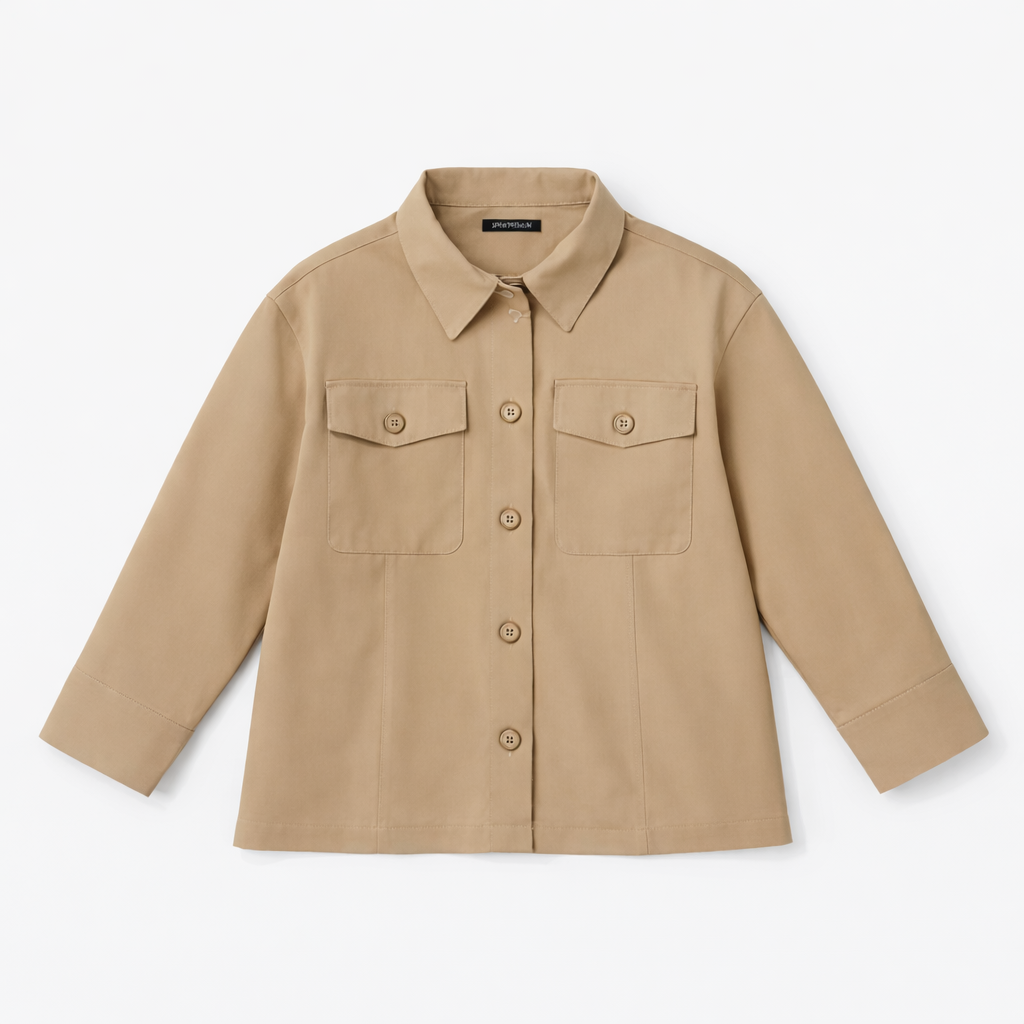 Beige corduroy shirt jacket