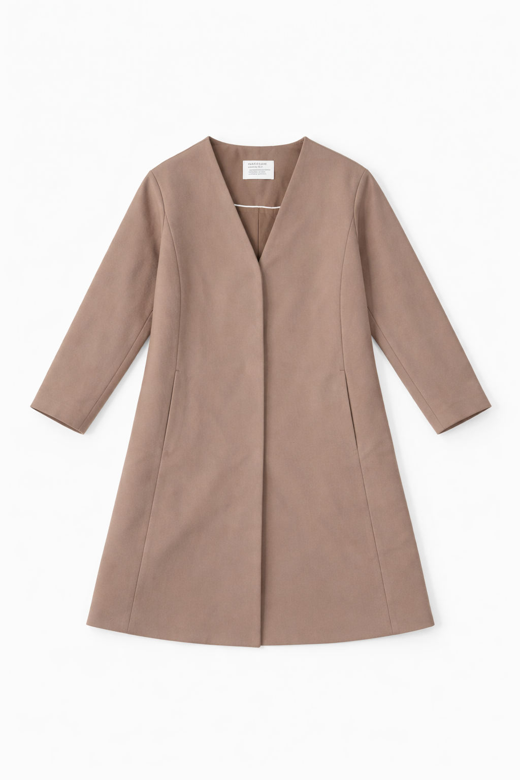 Black collarless lightweight coat