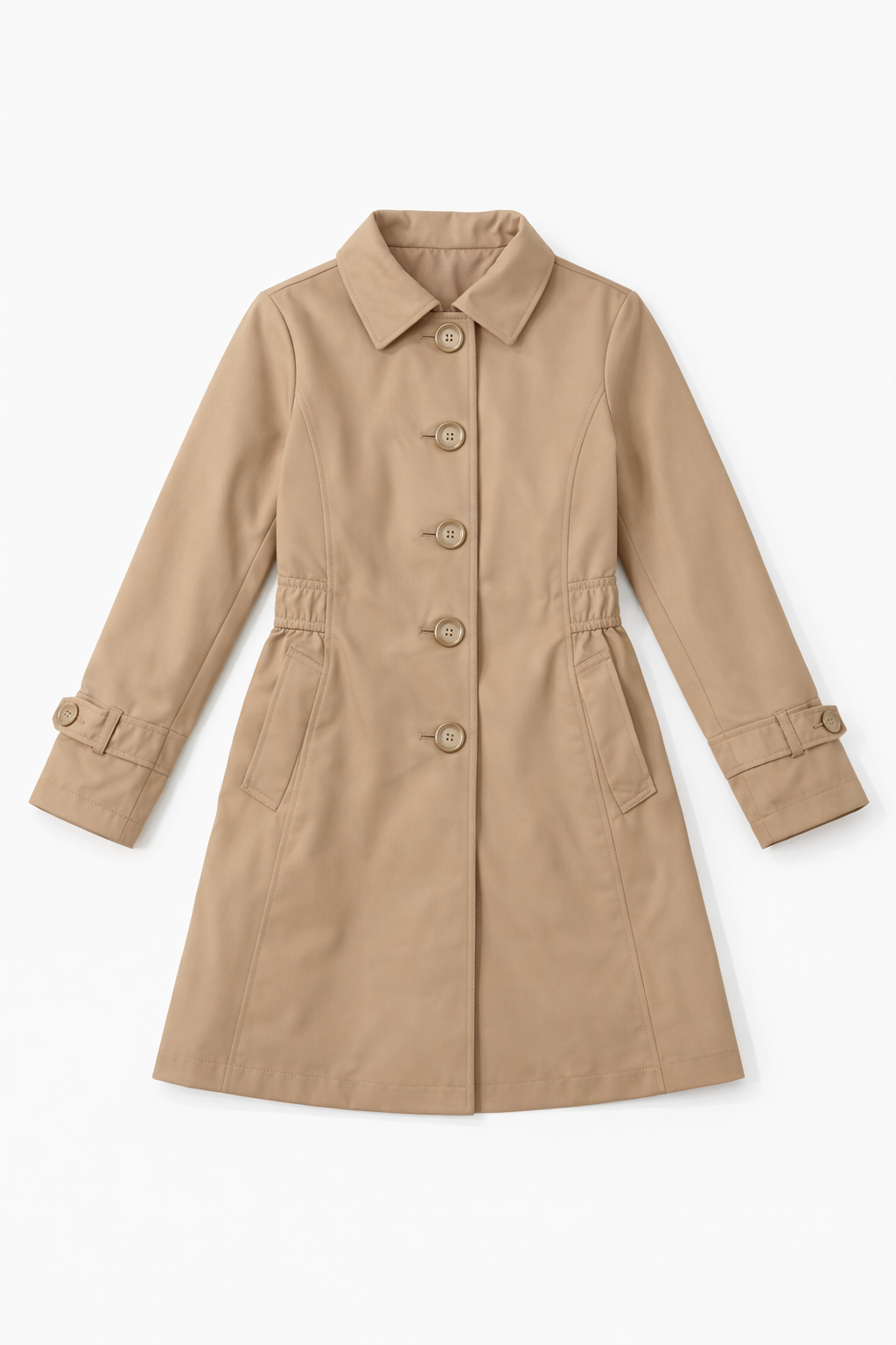 Beige A-line Peter Pan collar coat
