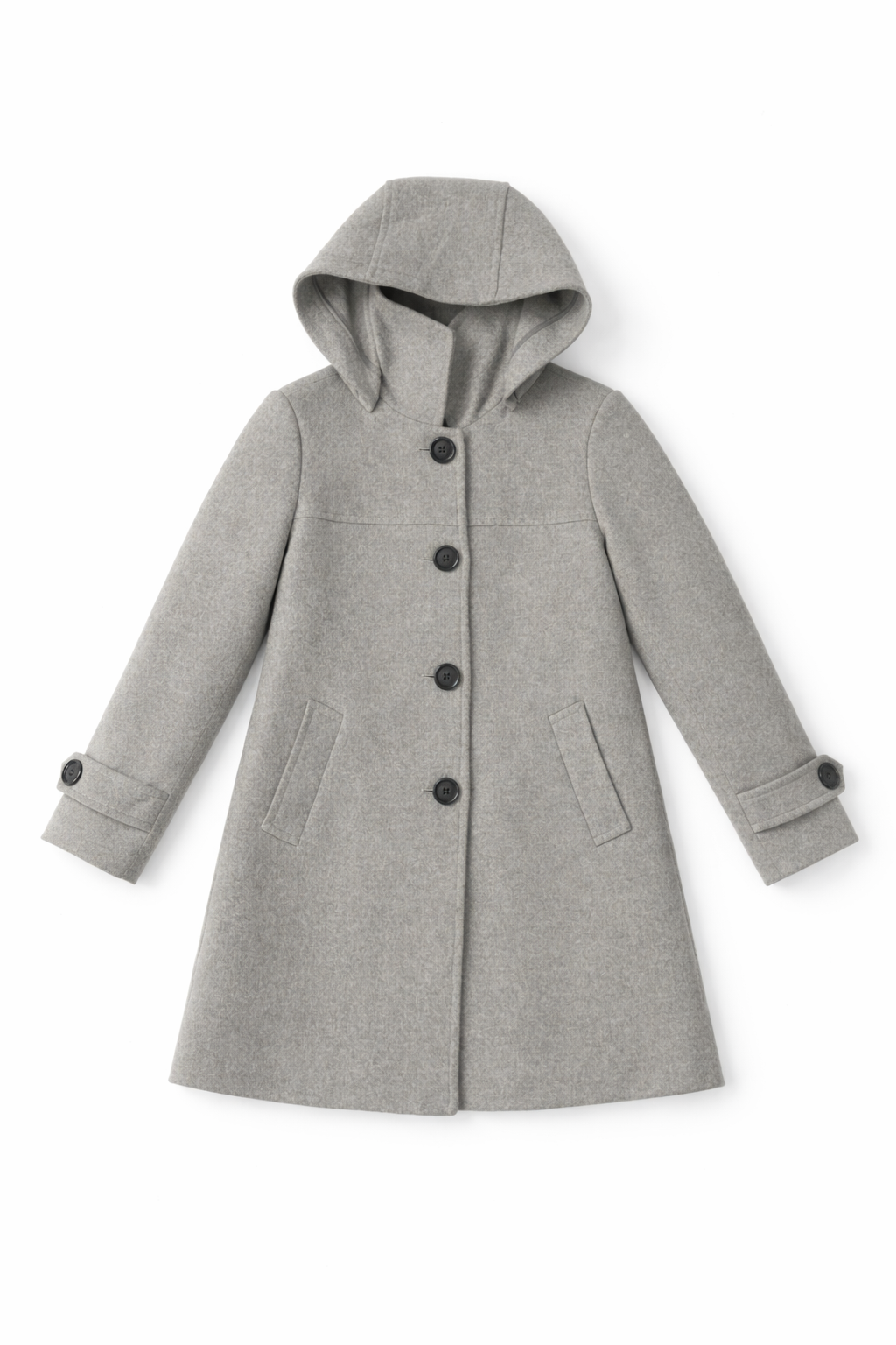 Short hooded wool blend coat