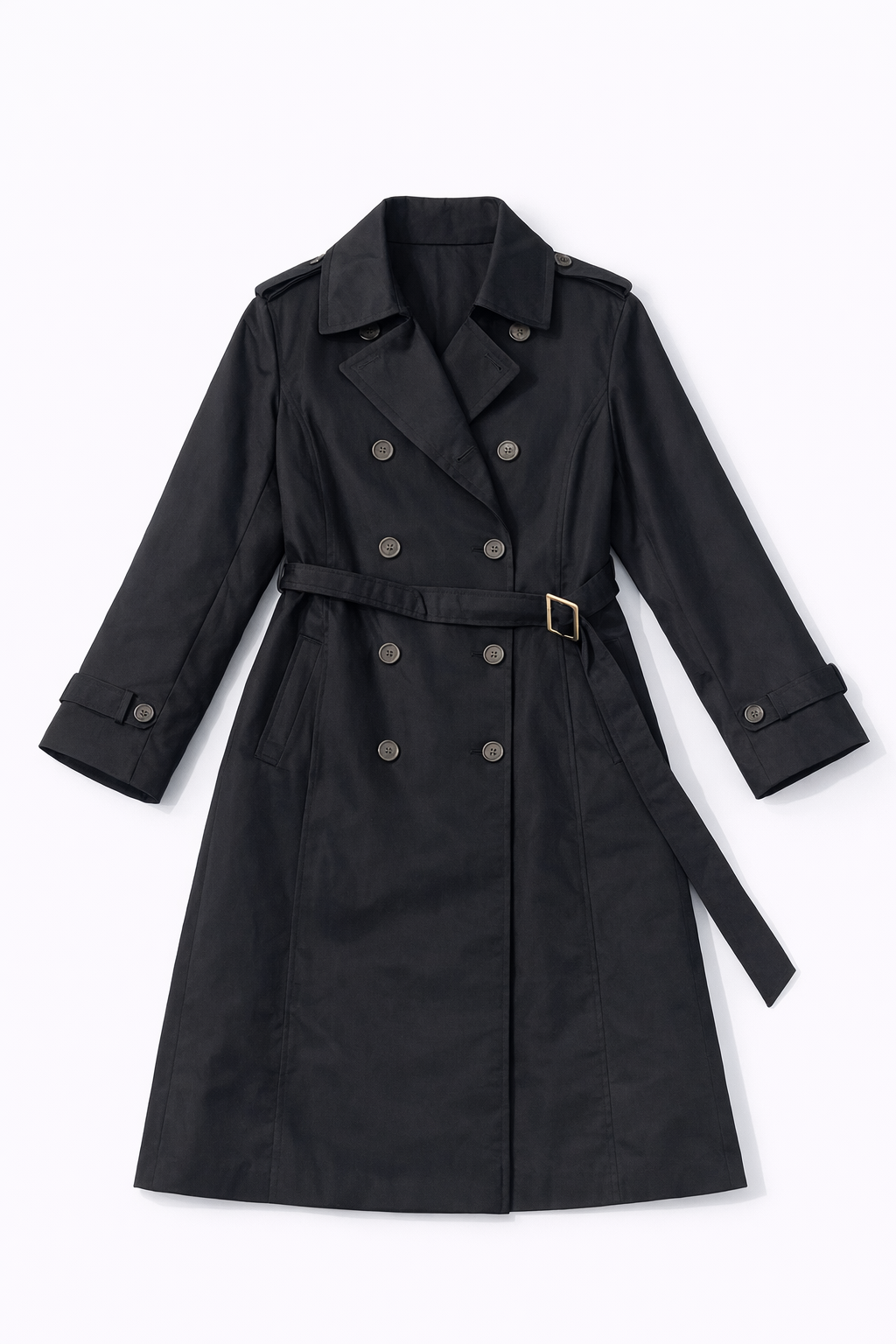 Brown belted trench coat
