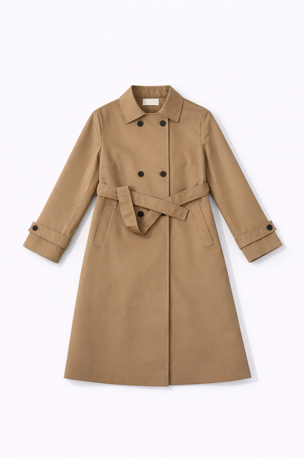 Weekend Max Mara wool trench coat with double breasted front and belted waist