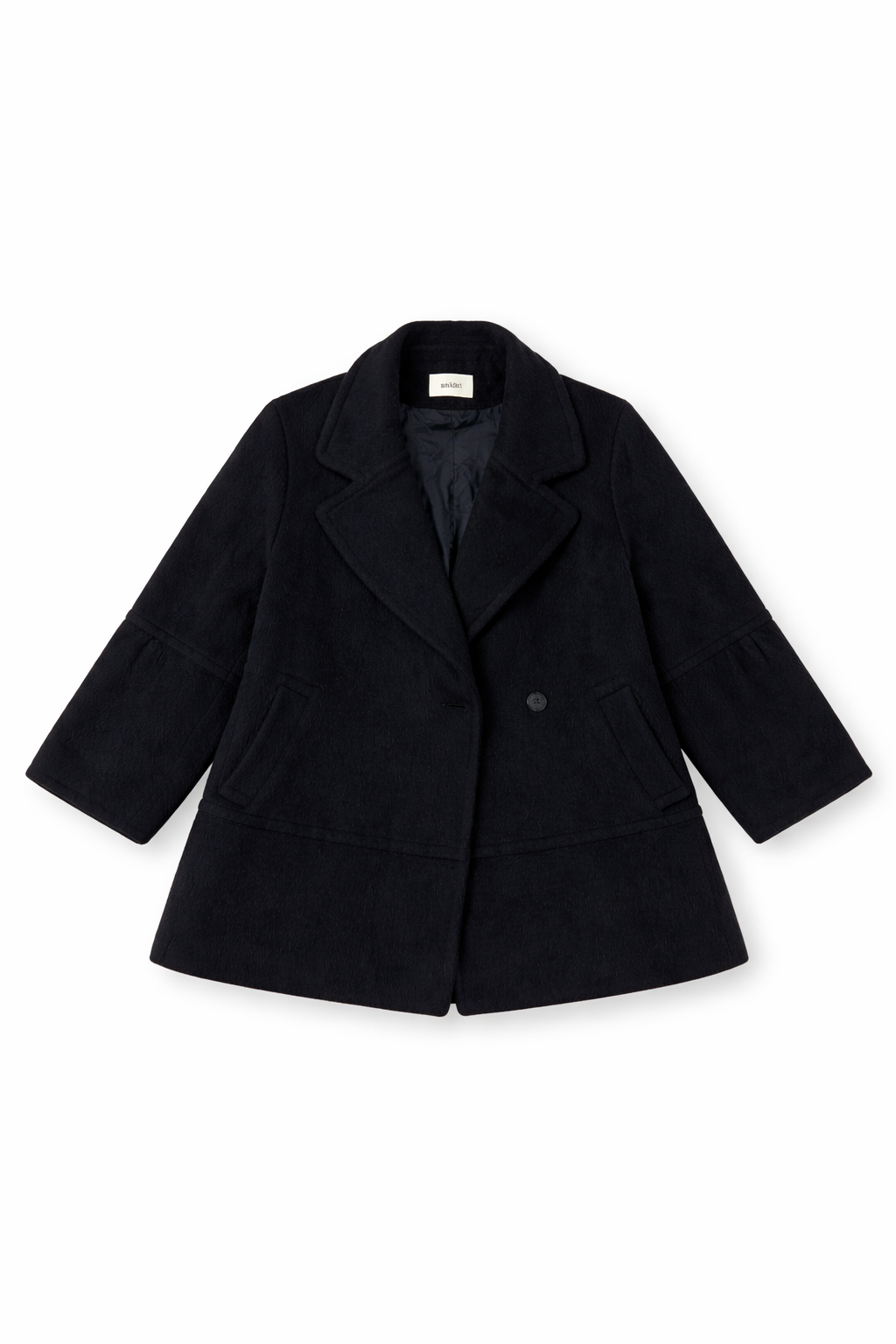 Indivi wool blend peacoat with notched lapel and belted silhouette