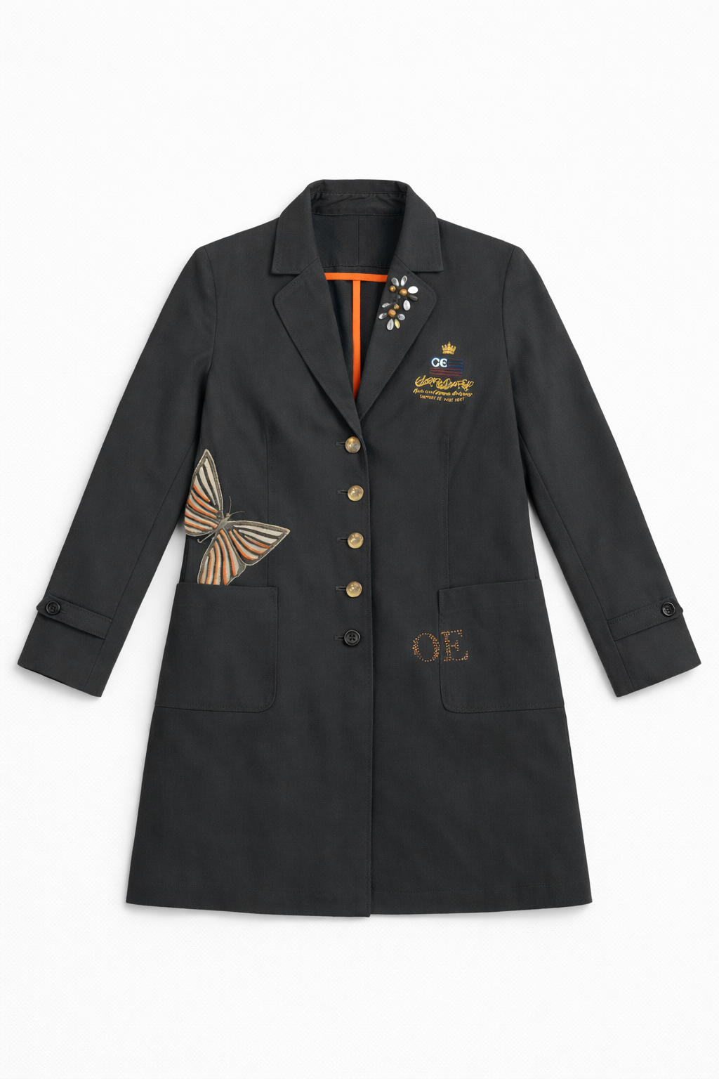 Modern structured coat with clean tailored lines and classic design