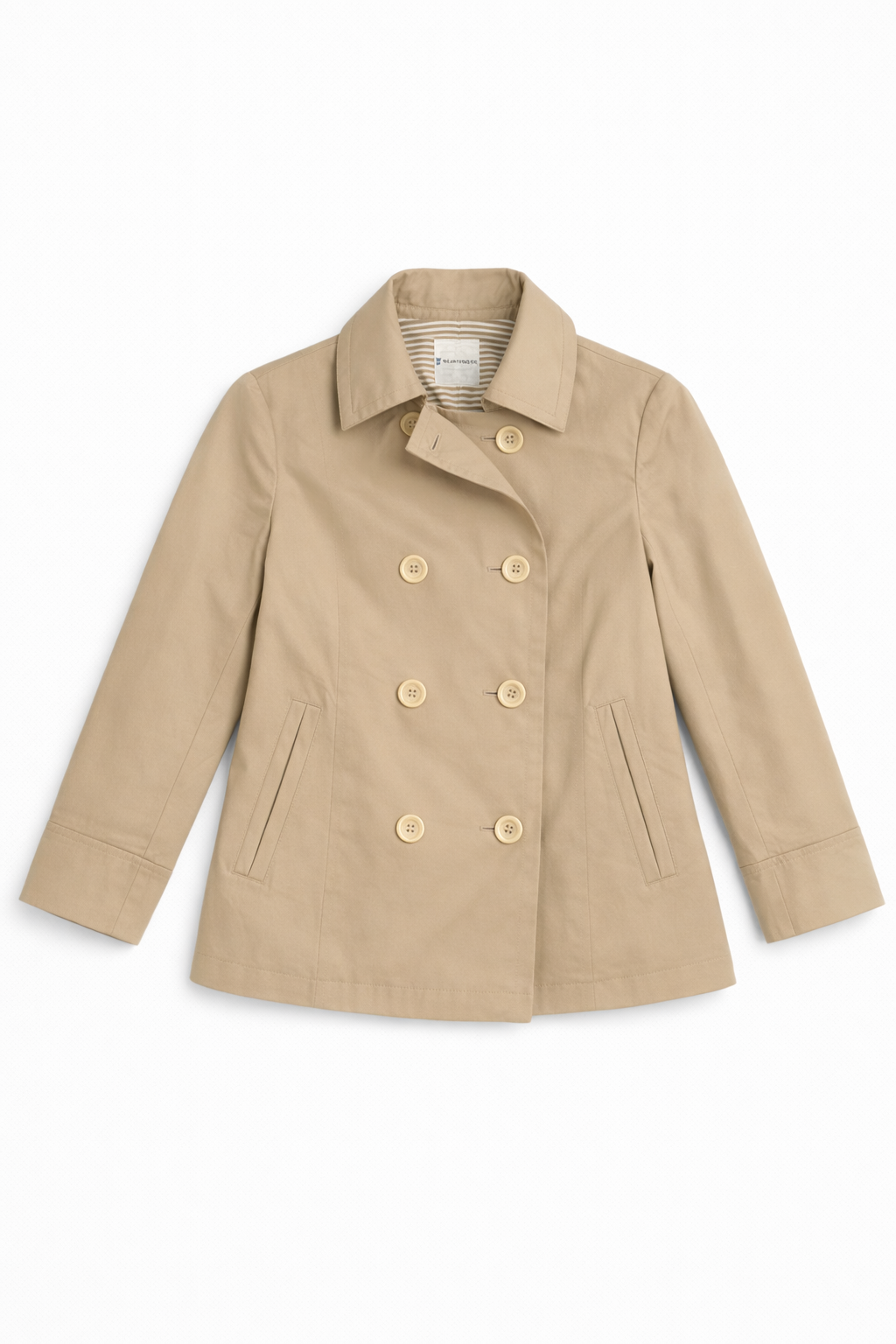 Burberry Blue Label short trench coat with belted waist and double breasted front