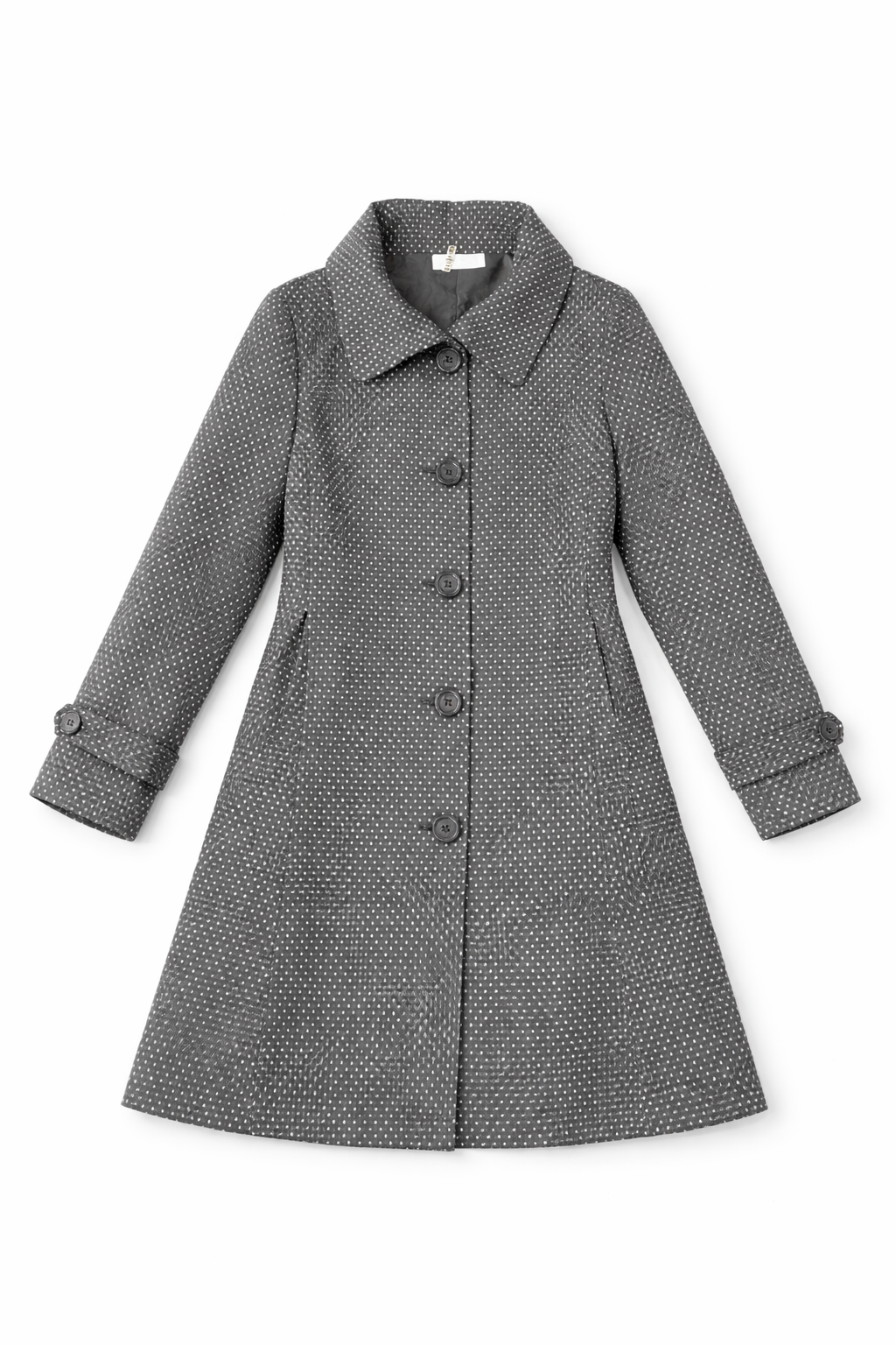 SENTALER alpaca tweed coat with A-line silhouette and empire waist