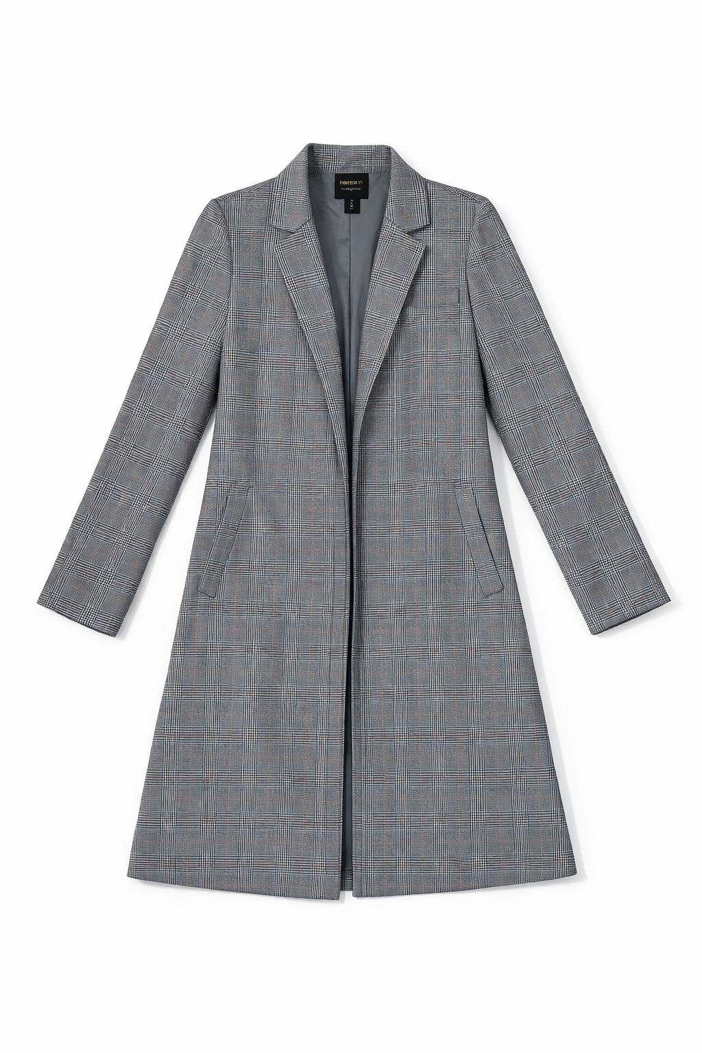 Babaton Trent plaid long coat with notched lapel and tailored silhouette