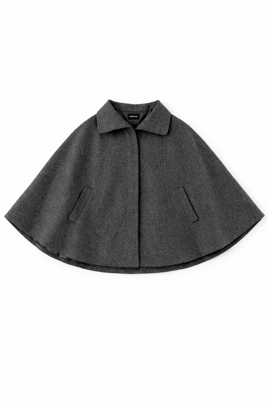 Wool blend cape poncho coat with relaxed draped silhouette