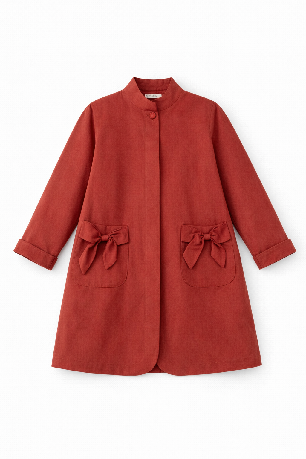 Hutch red structured coat with bow pocket detailing
