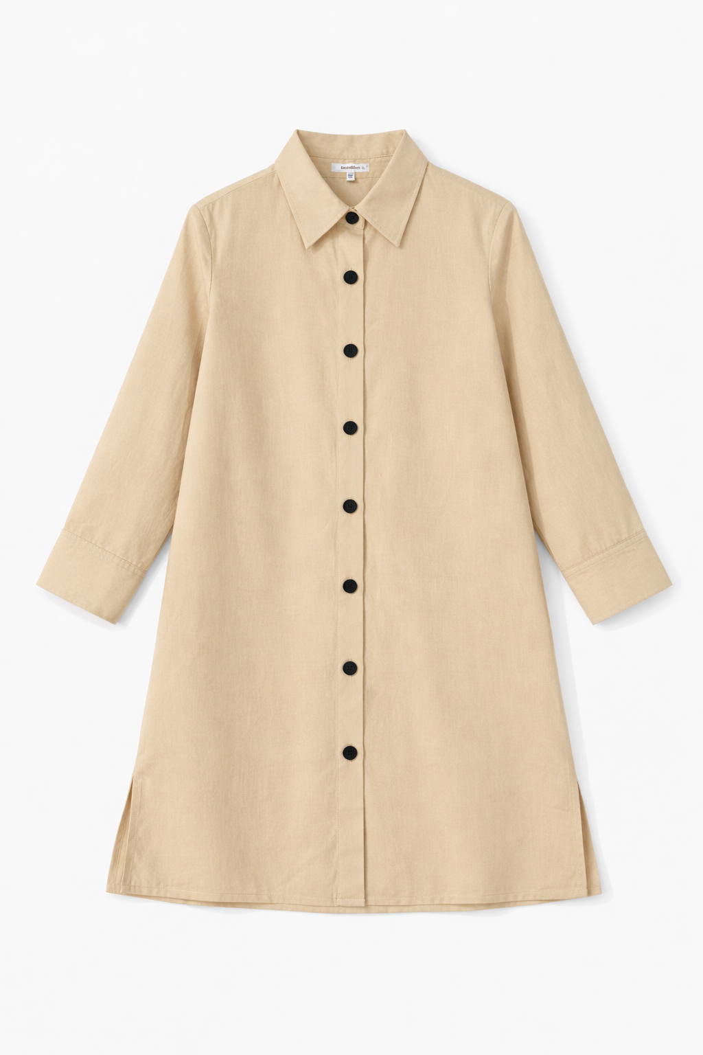 Structured plaid long coat with defined shoulders and tailored cut