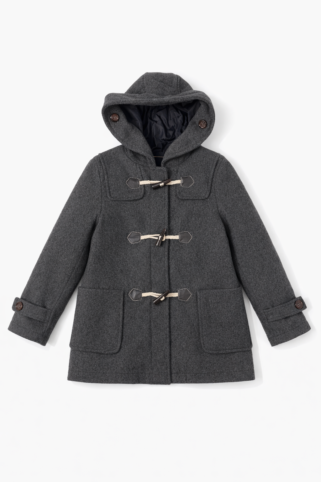 Minimal black wrap coat with self tie belt and structured fit