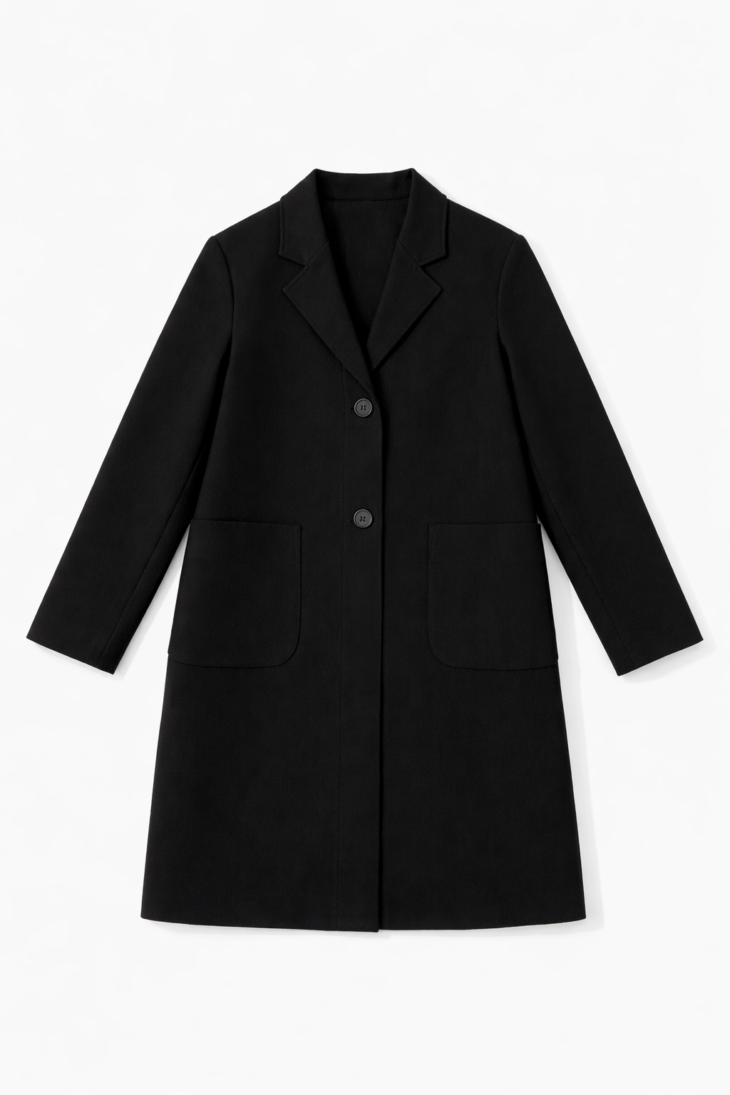 Textured tweed lady coat with structured shoulders and button front