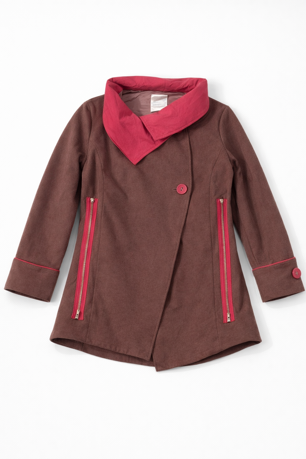 Black longline coat with clean lapels and structured fit