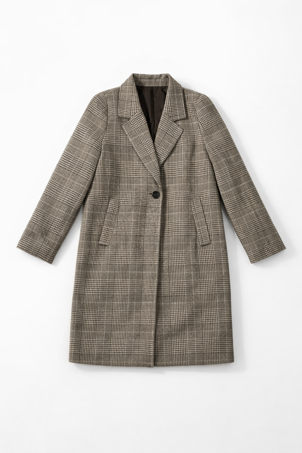 Soft grey cocoon coat with curved relaxed silhouette