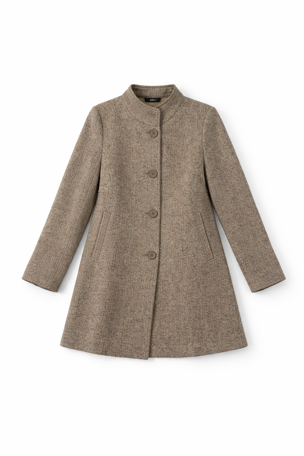 Lightweight beige utility coat with structured functional design