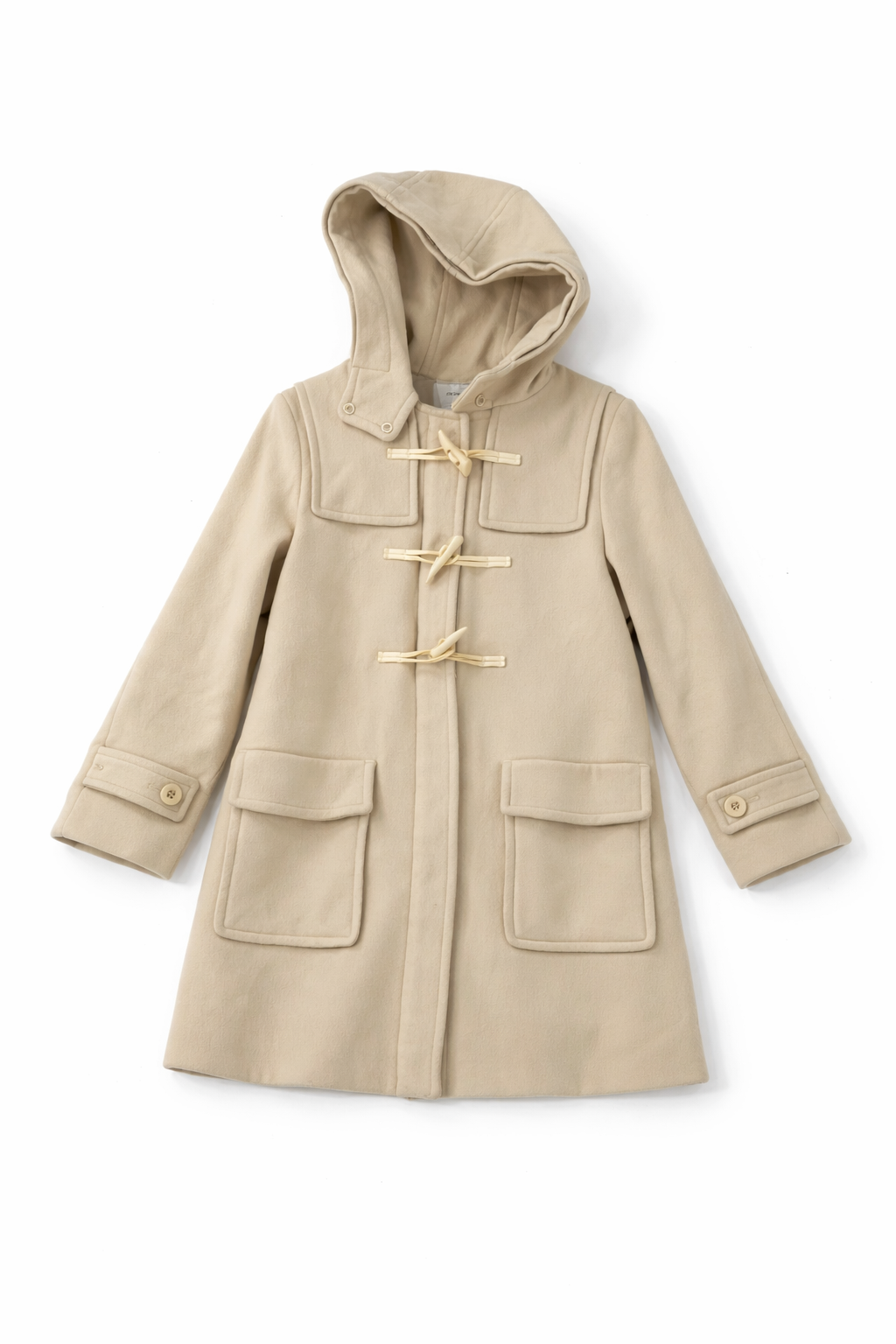 Navy belted coat with structured tailored silhouette