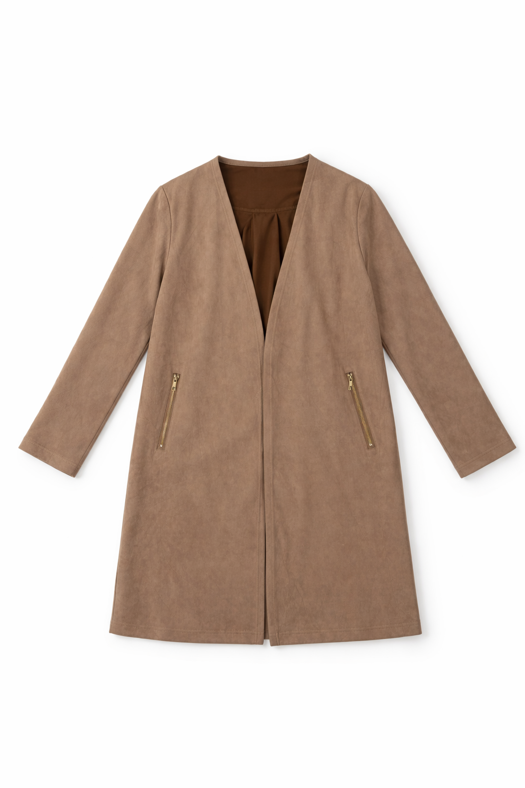 Camel structured wrap coat with self tie belt