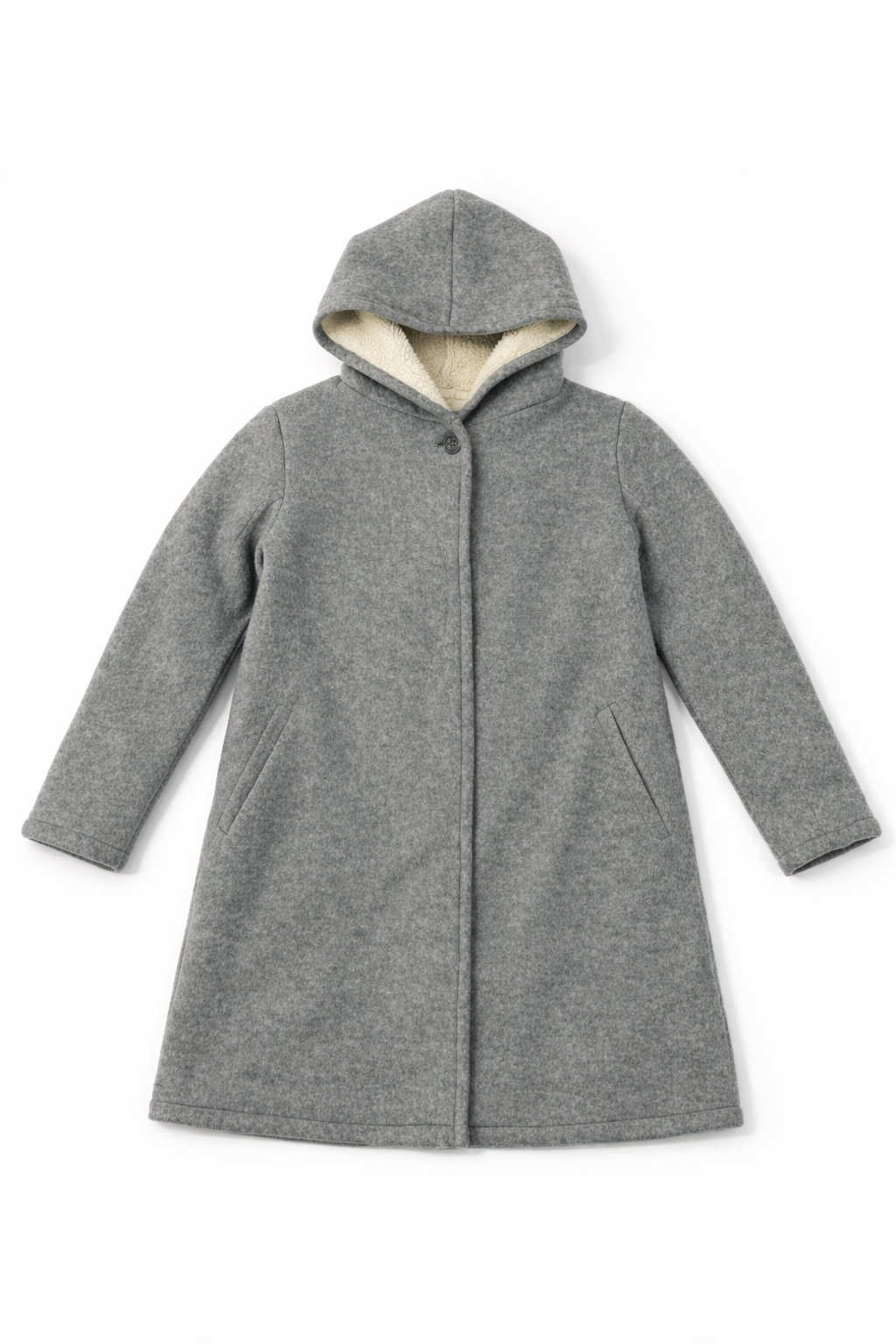 Camel structured lady coat with defined waist and tailored cut