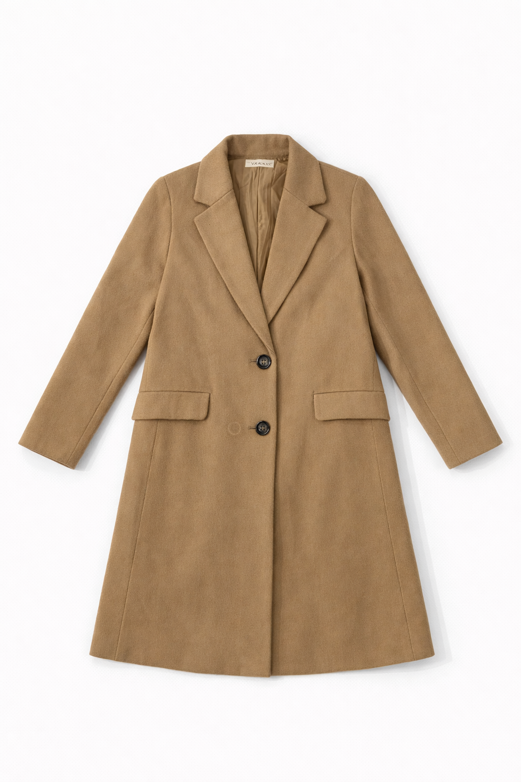 Black wool overcoat with longline structured silhouette