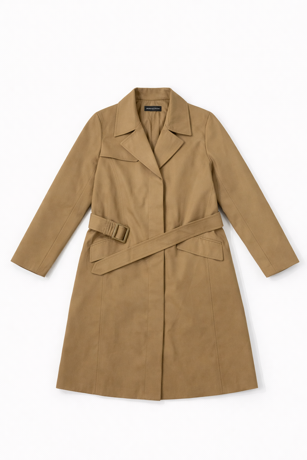 Cream double breasted coat with structured tailored design