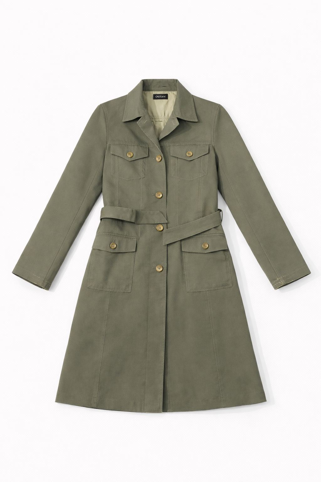 Navy double breasted overcoat with structured tailored fit