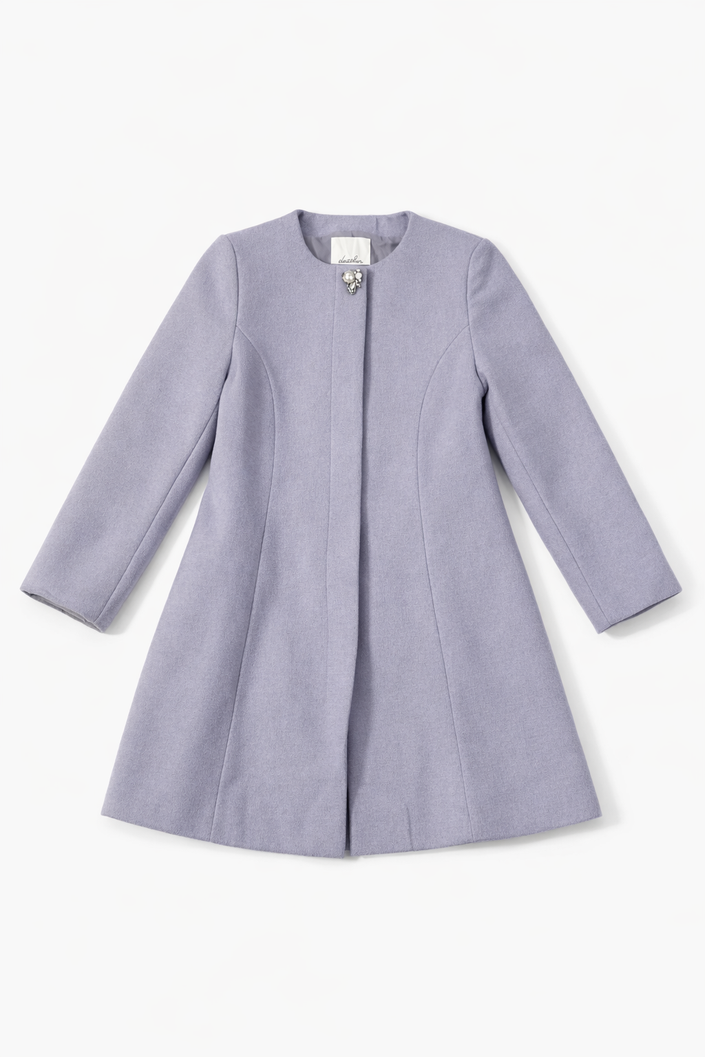 Black longline coat with clean lapels and structured tailored fit