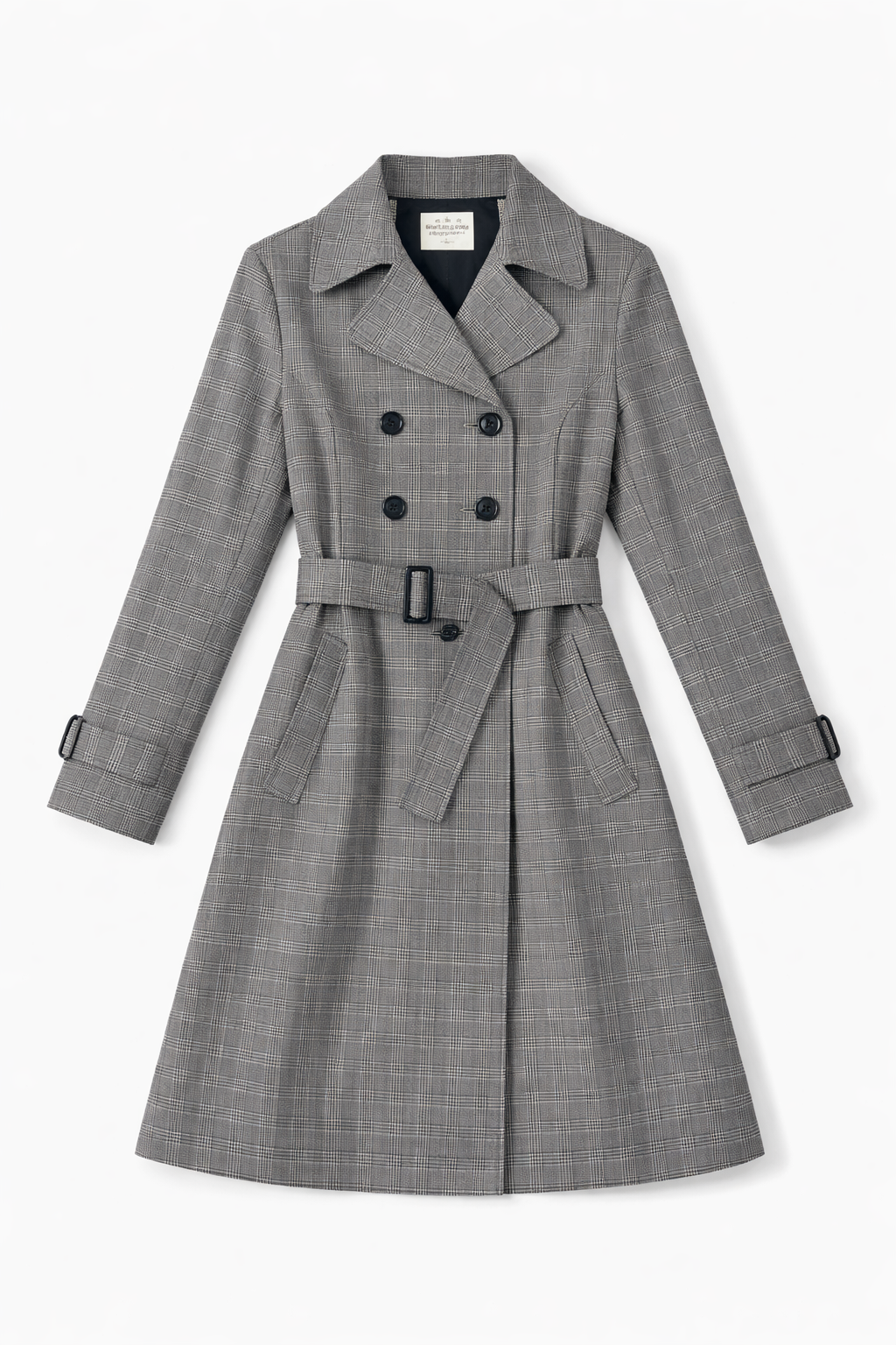 Camel structured trench coat with belted tailored silhouette