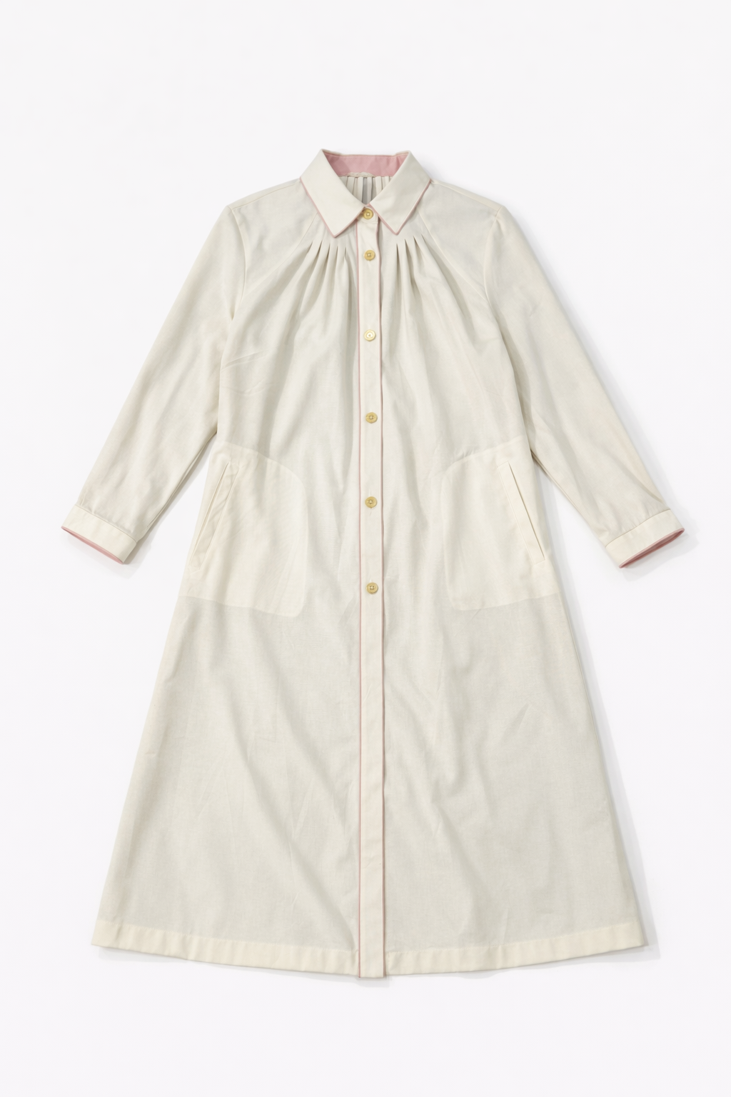 Cream structured wool coat with longline tailored design