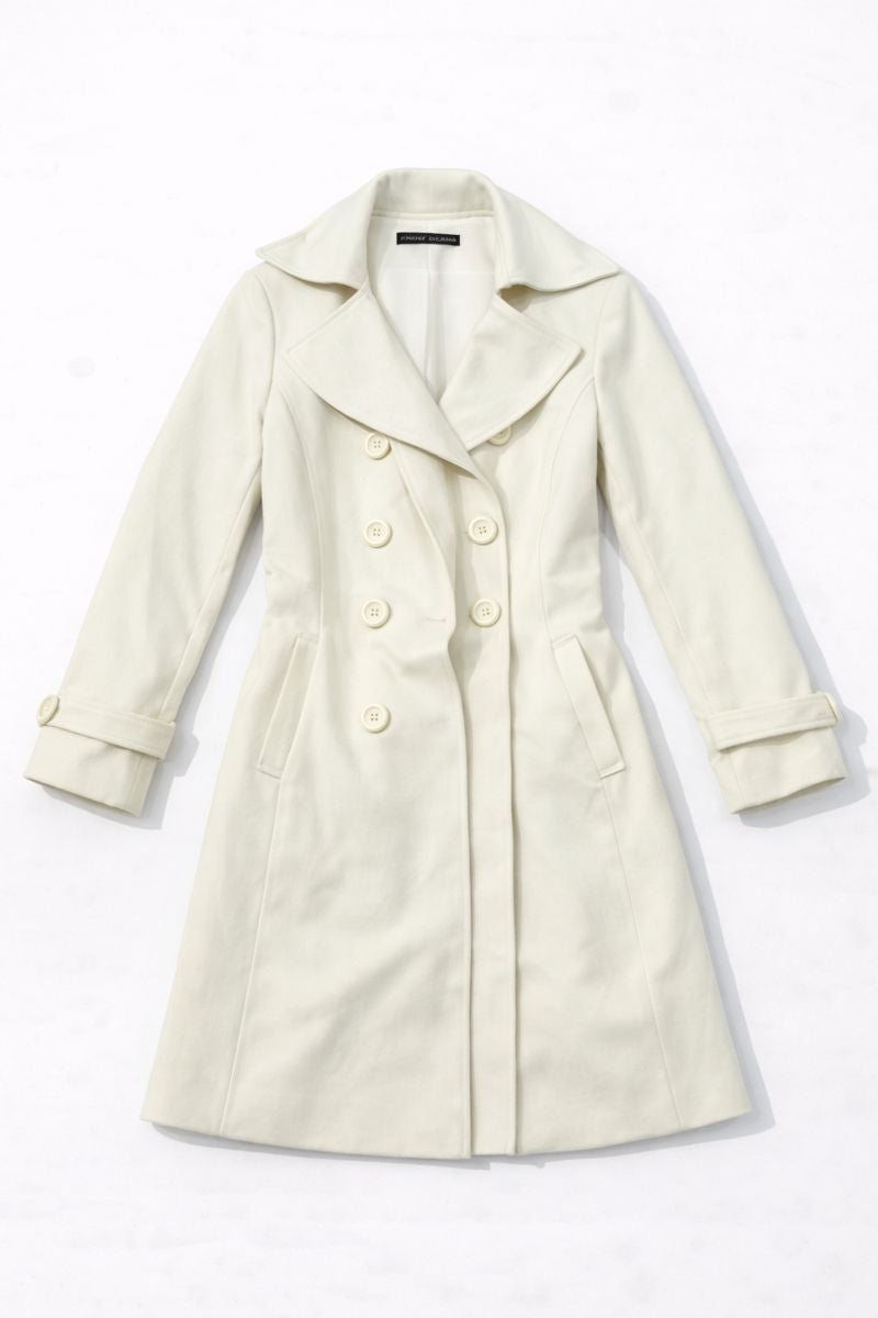 Preloved trench coat with double-breasted buttons and tie waist belt
